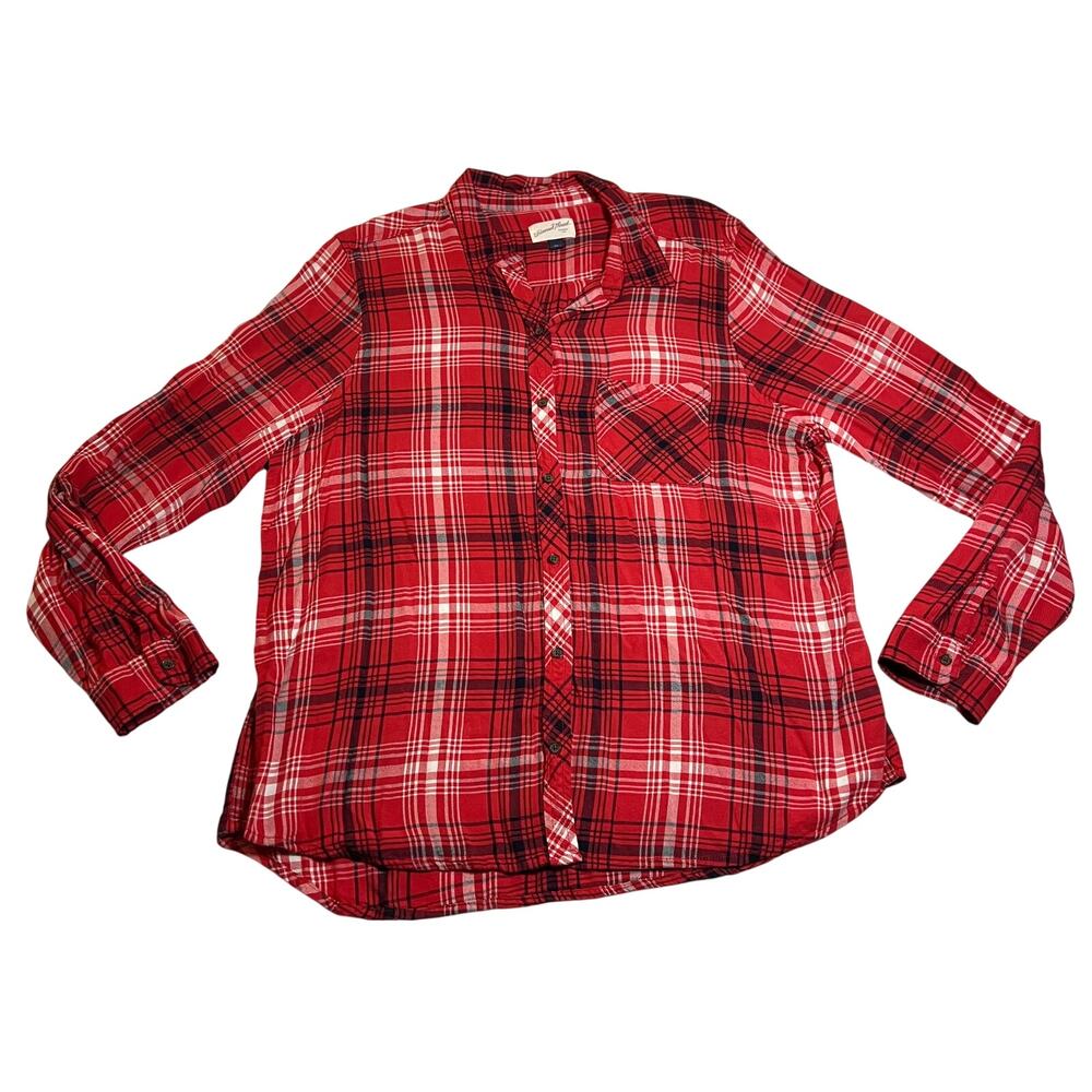Universal Thread Women's Multicolor Plaid Collared Button Up Shirt Size XXL